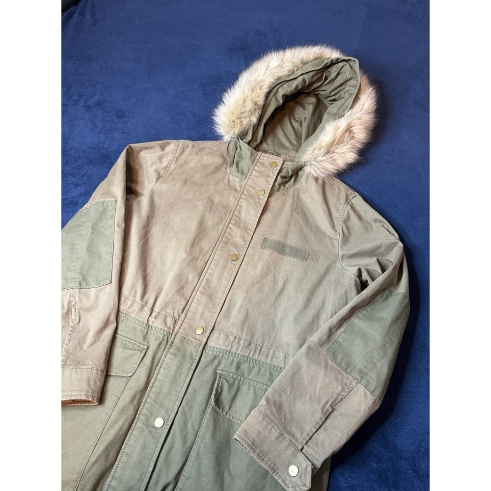 Gap Women’s Faux Fur Parka Army Olive Green Utility Jacket Coat S (See Photos)